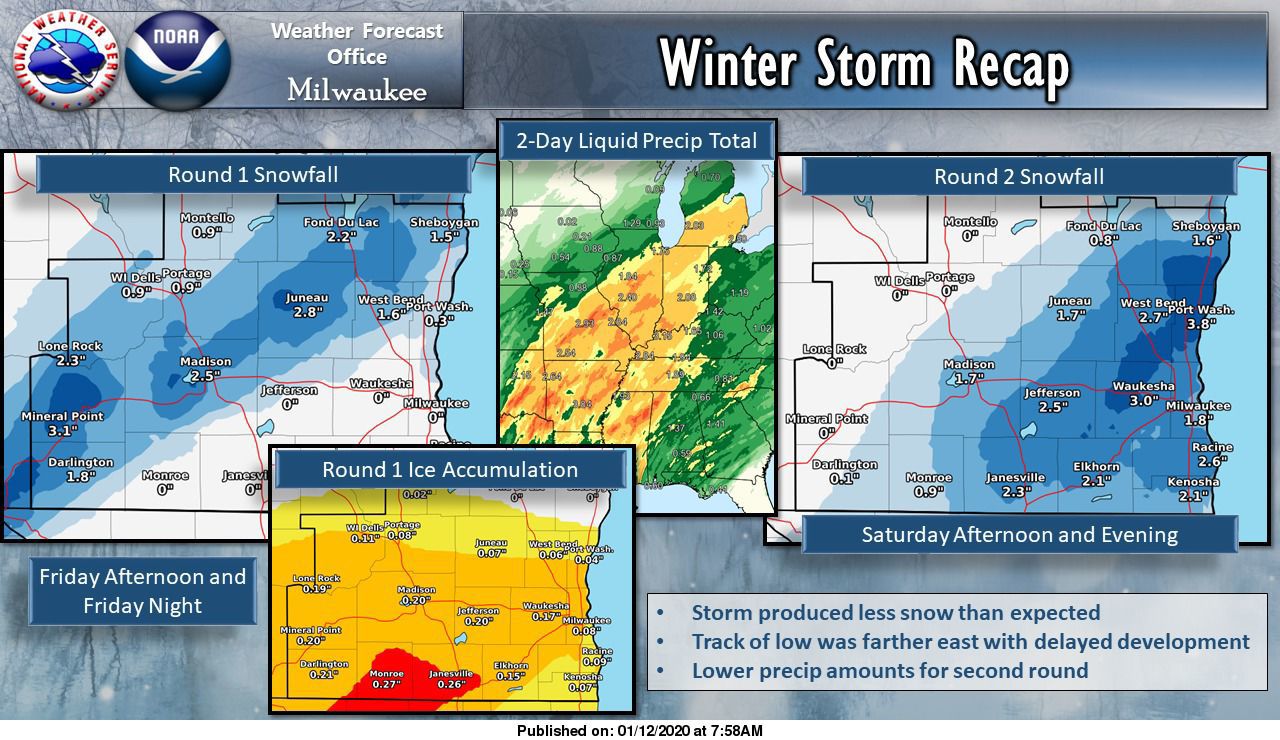 Estimated precipitation totals Jan. 10-11 storm by National Weather Service
